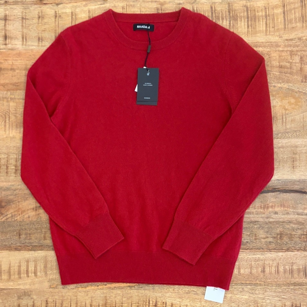 Naadam The Essential Sweater Mens M 100% Cashmere Crewneck Pullover Red NWT